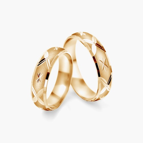 Obrączki ślubne: złote, półokrągłe, 5 mm